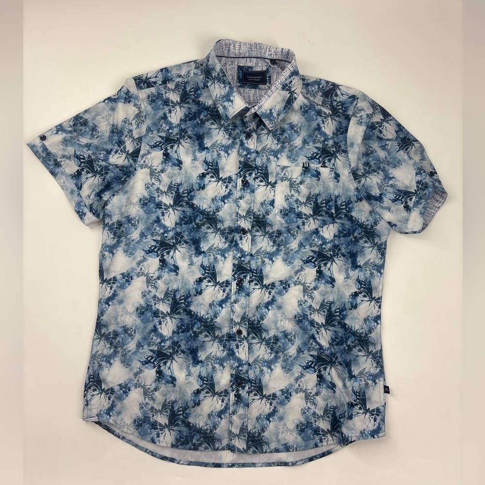 7 Diamonds Blue and White Men's Butterfly Shirt - Large - Picture 8 of 11
